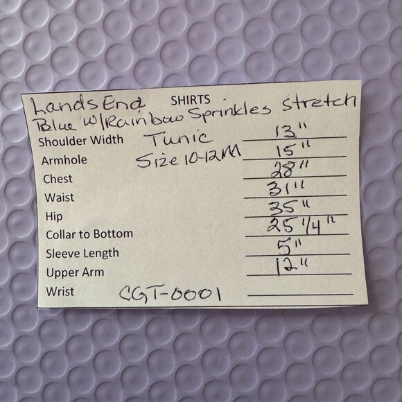 Lands End Girls Blue w/Rainbow Sprinkles Stretch Drop Tail Size 10-12 Med. - Picture 11 of 11